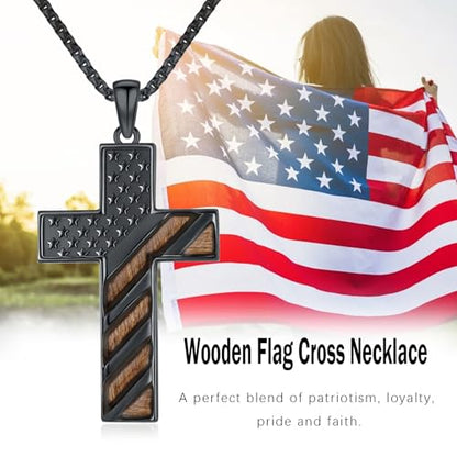 American Flag/Eagle/Star Necklace for Women 925 Sterling Silver Silver/Gold/Black American Flag Pendant 4th of July Jewelry for Wife Sister Girlfriend - color: Black-1