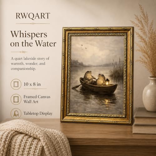 Frog Boating Canvas Wall Art Framed Vintage Animal Home Decor 10x8 Inch - color: Frog Boating Canvas 37, size: 10"L x 8"W