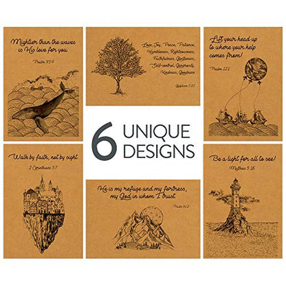 DIVERSEBEE 18 Kraft Inspirational Christian Greeting Cards with Envelopes - color: Kraft