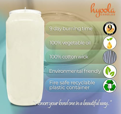 Hyoola 9 Day Prayer Candles 7" Tall Pillar Candles for Religious, Memorial, Party Decor, Vigil and Emergency Use - Vegetable Oil Wax in Plastic Jar Container, White (1 Pack) - size: 1 Pack
