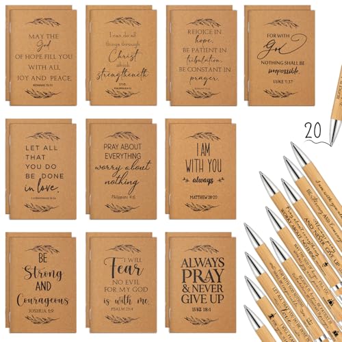 Fuutreo 40 Pcs Christian Gift Set Bible Verse Prayer Journals Bible Pens