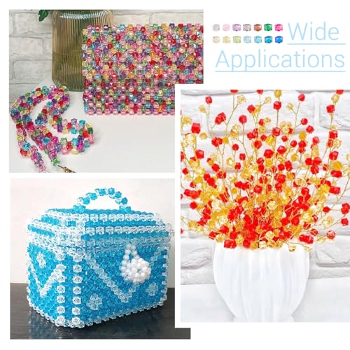 FASHEWELRY 160Pcs Clear Acrylic Cube Beads 10mm Square Crystal Beads Transparent Faceted Kandi Bead Colorful Cube Spacer Bead for Bracelets Necklace Earring DIY Jewelry Making - color: Cube-16 Colors