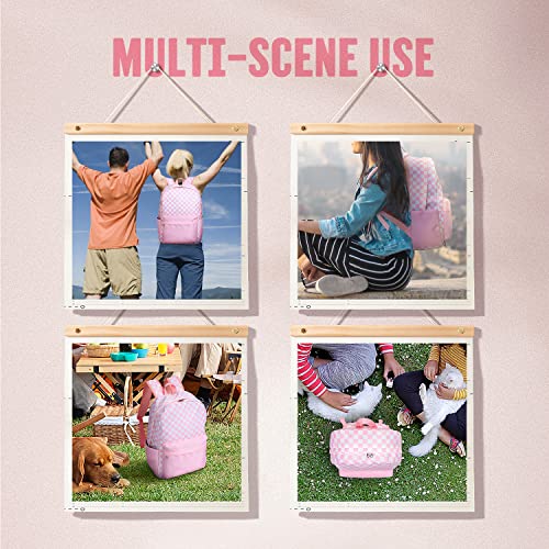 UREYMX Checkered Backpack - School Backpack for Kids, Large Capacity, Waterproof, Lightweight, Black - color: Pink and White Plaid