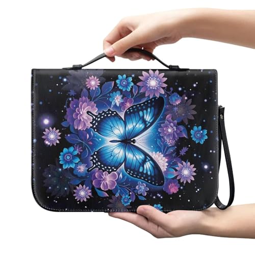 Bible Case for Women Men Large Size Bible Cover Case Book Sleeve Scripture Study Bible Carrier Bag,Size L-2XL - color: Blue Butterfly Style, size: X-Large