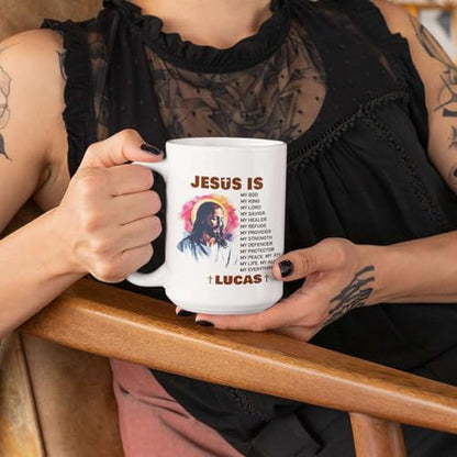 Portrait Of Jesus Ceramic Cup, Customized Religious Coffee Mug With Name, Personalized Christian Faith Mug Gift For Jesus Lover, Custom Religious Present, Unique White Mug 11oz 15oz - color: XUA-624-2309-Portrait Of Jesus