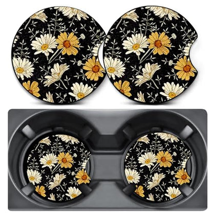 2 Pack Little Daisy Car Coasters for Cup Holders,Neoprene Anti Slip Mat - color: Little Daisy