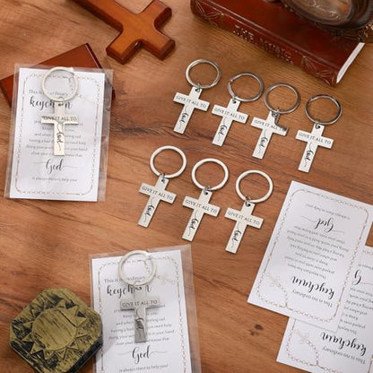 40 Set Christian Gifts Buk Jesus Keychains Stainless Steel, cross - color: Cross, size: Stainless Steel