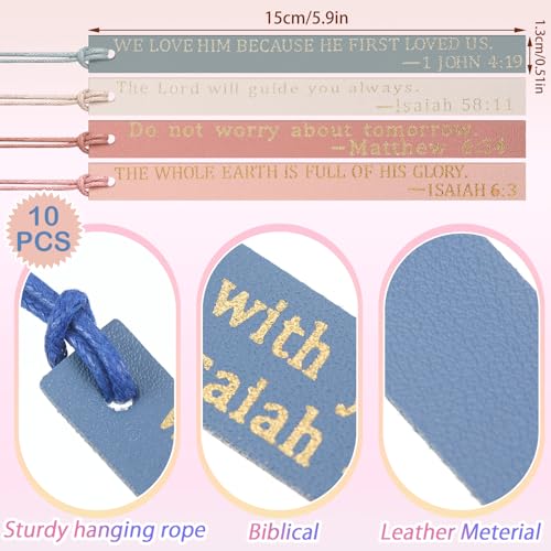 Skyygemm 10 Pcs Christian Bookmarks Christmas Gift for Women, Pastel - color: Pastel