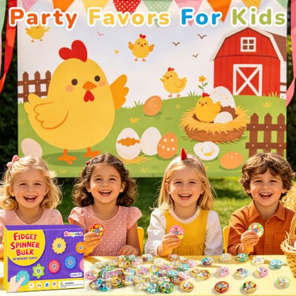 52 Pack Chicken Party Favors Fidget Spinner for Kids Birthday, Chicks Fidget Spinner Bulk for Classroom Rewards, Goodie Bag Stuffers, Chicken Gifts Party Supplies - color: Tl-sa-3-chicken