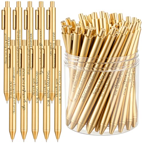 Crtiin 50 Pcs Inspirational Pens Bulk Gold, Team Motivation - color: Team Motivation, size: 1 Count (Pack of 50)