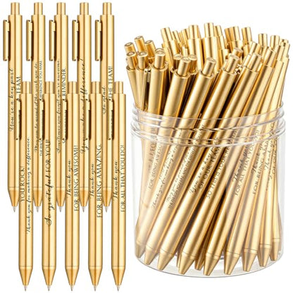 Crtiin 50 Pcs Inspirational Pens Bulk Gold, Team Motivation - color: Team Motivation, size: 1 Count (Pack of 50)