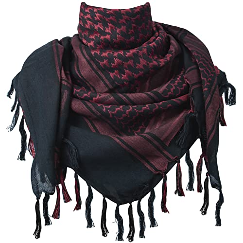 Aonal Military Shemagh Tactical Desert Scarf, Keffiyeh Scarf for Men - color: Red
