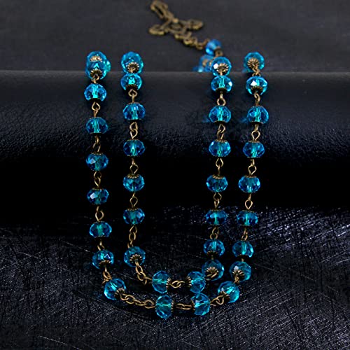 KOMI Rosary Beads Catholic for Women Gemstone Rosary Beads Necklace with Crucifix Cross Crystal Pearl Rosary Rosarios Catolicos Catholic Gifts - style: 8mm Blue Crystal Beads