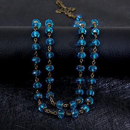 KOMI Rosary Beads Catholic for Women Gemstone Rosary Beads Necklace with Crucifix Cross Crystal Pearl Rosary Rosarios Catolicos Catholic Gifts - style: 8mm Blue Crystal Beads