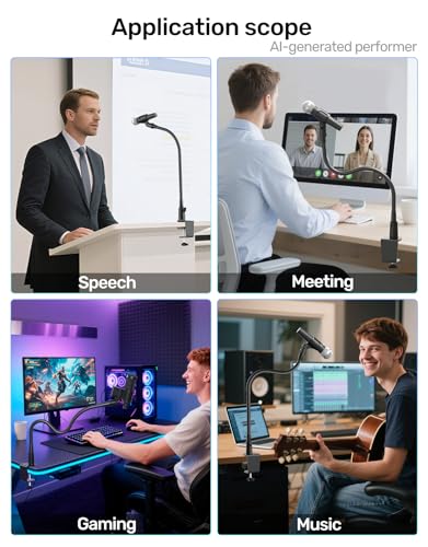 19" Flexible Gooseneck Mic Stand with Desk Clamp【Heavy Duty】, Dual Holder - size: Upgraded Heavy-Duty Clamp
