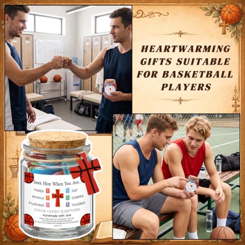 Lunmon Basketball Christian Affirmation Jar with Color-Coded Bible Verses - style: Basketball
