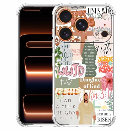 Christian Quotes Aesthetic Vintage Jesus Bible Verse Collage Pattern,Soft TPU Bumper Case for iPhone 17 Pro Max,#1 - color: Bible 1, size: iPhone 17 Pro Max