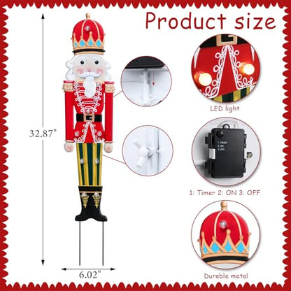 Christmas Yard Sign Decorations Outdoor with LED Lights Christmas Red Nutcracker Yard Signs with Metal Stakes for Xmas Holiday Party Lawn Sign Garden Decor Outdoor Yard Signs - style: Red Nutcracker