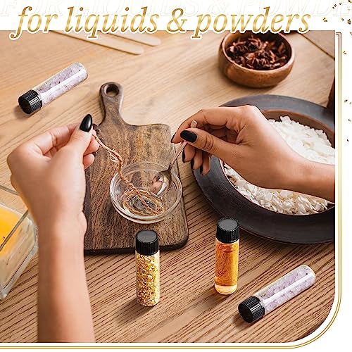 Lallisa 80 Pcs 7 ml Glass Vials with Screw Caps, Leakproof Small Glass Bottles Bulk, Mini Sample Vials with Plastic Stopper for Essential Oils, Sample, DIY Craft (Clear with Black Cap) - color: Clear with Black Cap, size: 7 ml