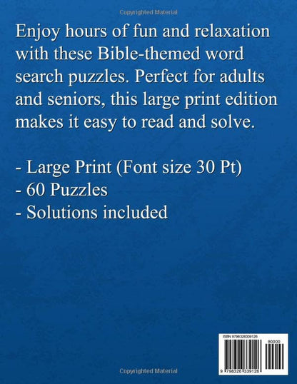 Extra Large Print Bible Word Search for Adults and Seniors: Jumbo Full Page Puzzles with 30 pt Font (Very Easy to Read) for Christian Men and Women