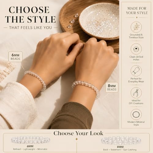 Cherry Tree Collection 100PCS 6mm Clear Quartz Matte Round Bead Craft Kit - color: clear quartz, size: 6mm