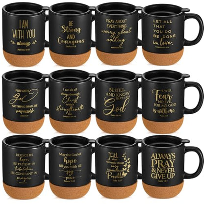 FillTouch 12 Pcs Christian Gifts Coffee Mugs Bulk,Black,Classics - color: Black, size: Classics