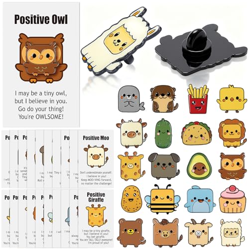 Tondiamo 20 Pcs Positive Funny Enamel Pins Bulk with Inspirational Card