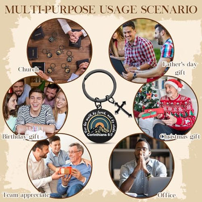 Tondiamo 12 Pcs Christian Bible Verse Keychains for Men Inspirational Religious Confirmation Gifts Bulk Father Day for Men Christian Cross Scripture Stuff