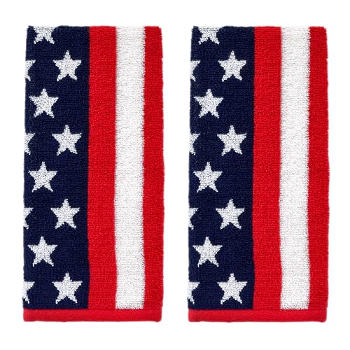 SKL Home American Flag Hand Towel Set-2pc, 100% Cotton, Reversible, Multi - color: American Flag