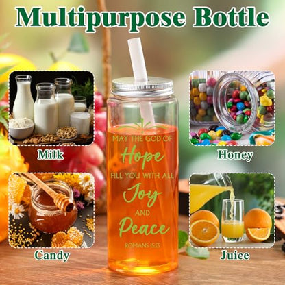 Skylety 24 Pcs Christian Gifts for Women Faith Religious Gifts Cup 17 oz Christian Tumblers Reusable Inspirational Bible Verse Drinking Cups Plastic Mug with Lids Straws for Father's Day Teacher Nurse