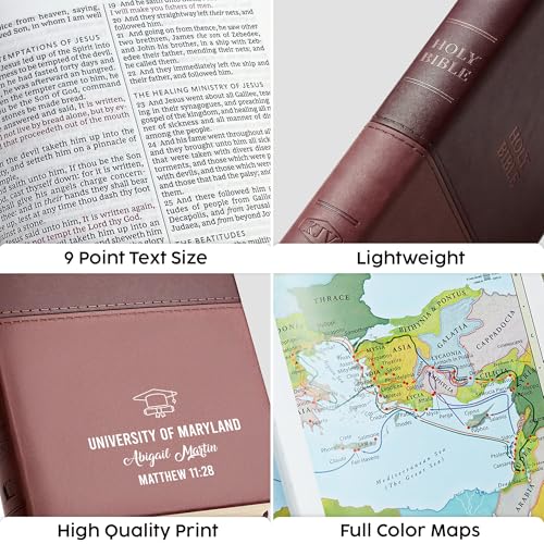 Personalized KJV Bible, Custom Name, School Name, Class of 2026 Design, King James Version, Red Letter, Value Thinline, Graduation Gift, High School or Collage Graduate, Brown - color: Kjv Brown Value Thinline, size: King James Version