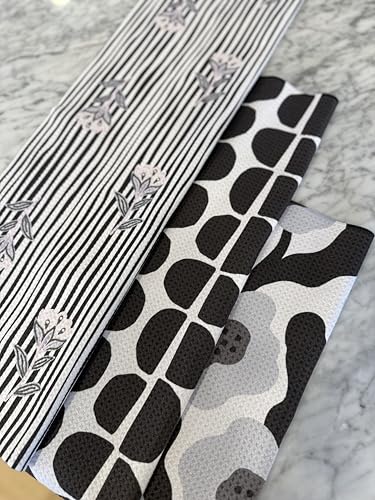 Kitchen Towels, Dish Towels for Kitchen, 3 Pc Kitchen Towel Set - color: Black/Gray