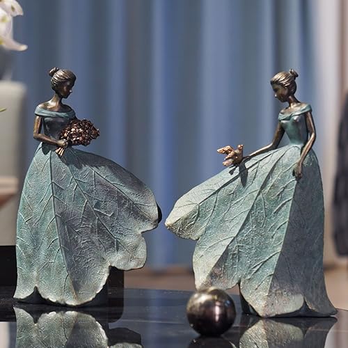 Guichifun Fairy Statue Leaf Angel Girls Gardening Gifts for Women - color: Green-bird, size: Small