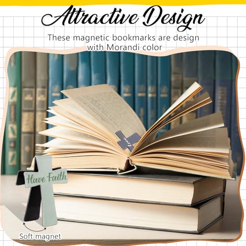 Resurhang 48 Pcs Magnetic Bookmark Cross Bible Verse Marker, Morandi - style: Morandi