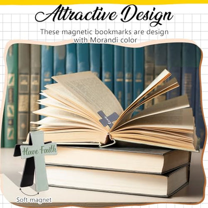 Resurhang 48 Pcs Magnetic Bookmark Cross Bible Verse Marker, Morandi - style: Morandi