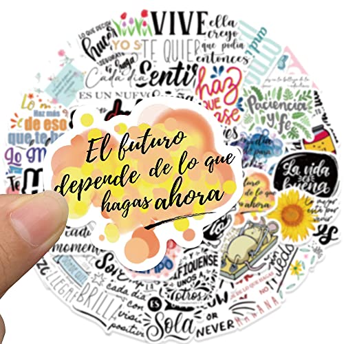 50PCS Spanish Inspirational Stickers,Spanish Inspirational Quote Teens Adults Kids Teachers Stickers Pack,Waterproof Vinyl Stickers for Water Bottles, Laptop,Journaling,Scrapbook,Computer,Cup - color: Spanish Inspirational Stickers