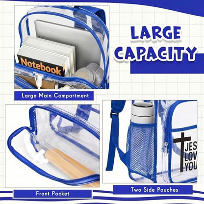 Amylove 15 Inches Clear Christian Backpack Bulk for School Kids