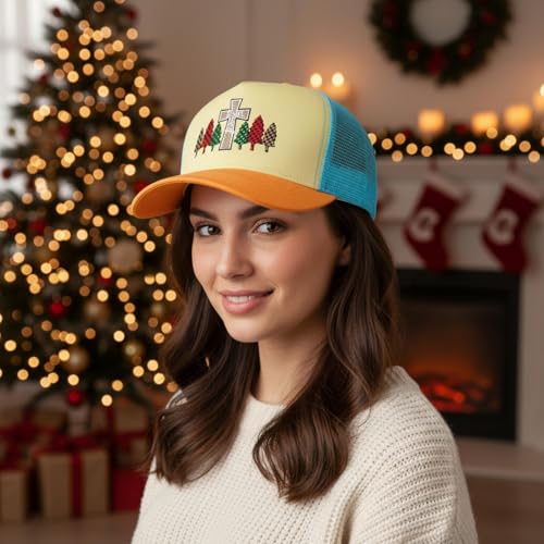 Embroidered Baseball Cap for Women - 2025 Trendy hat Adjustable Breathable Summer Beach Hat Christmas - color: Christian Jesus Cross