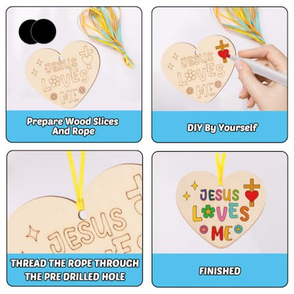 Christian Religious Wooden Craft for Kids VBS DIY Magnets Decor 24Set