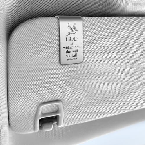 Psalm 46:5 Car Visor Clip, Christian Faith Visor Clip for Women - color: Silver65