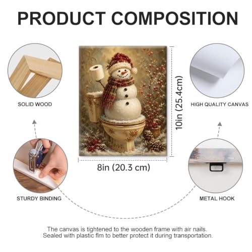 Vintage Christmas Bathroom Wall Art Print Cute Snowman Christmas Wall Decor - color: color-E
