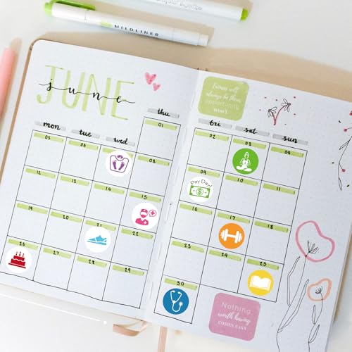 900 Pcs Colorful Calendar and Planner Stickers, Mini Daily Reminder Labels, 0.5 Inch, for Journal, Scrapbook, Fitness, Birthday, Reading,Appointments