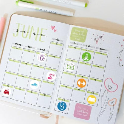 900 Pcs Colorful Calendar and Planner Stickers, Mini Daily Reminder Labels, 0.5 Inch, for Journal, Scrapbook, Fitness, Birthday, Reading,Appointments