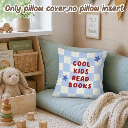 Reading Nook Pillow Covers18x18,Classroom Inspirational Throw Pillows - color: Book-blue