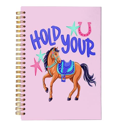 VNWEK Pink Trendy Horse Spiral Notebook Journal 5.5x8.3 Inch, Horse Lover Gifts Journal for Women Girls, Preppy Girly Horseshoe Animal Lined Hardcover Spiral Notebook - color: Pink Trendy Horse