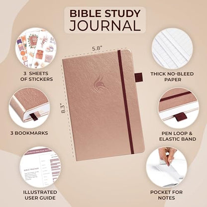 Clever Fox Bible Study Journal, Guide, Supplies for Women A5 Rose Gold - color: Rose Gold, size: A5 (5.8'' x 8.3'')