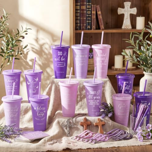 Hollowfly 24 Set/96 Pcs Christian Church Religious Gifts(Gradient Purple) - color: Gradient Purple