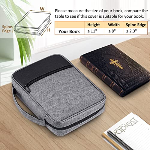 FINPAC Bible Cover, Carrying Book Case Bible Bag with Handle - color: Black and Gray