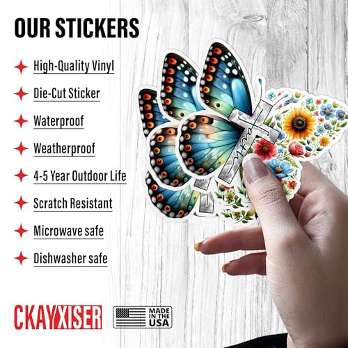 Christian Faith Jesus Sticker Bible Stickers Christian Floral Butterfly Motivation Quotes Waterproof Die-Cut Vinyl Laptop Water Bottle Inspirational Sticker Birthday Gifts (Select More Sizes) - size: (Select More Sizes)