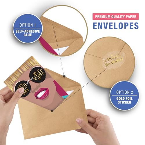 easykart labels 24 Unique Birthday Cards Assortment with Greetings Inside. For Businesses and Individuals, 6.75x4.5 Inch Assorted Foiling Cards with Envelope with Sealing Stickers